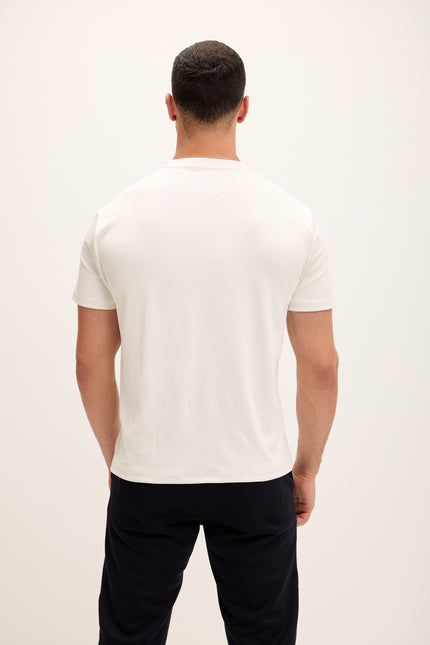 Double Knitted Luxurious Glow Crew Neck T-Shirt - White - Ron Tomson