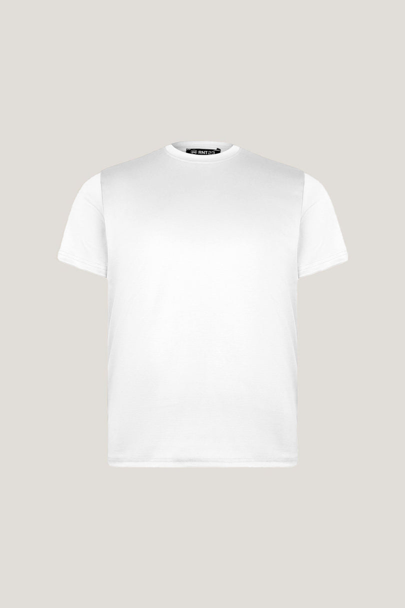 Double Knitted Luxurious Glow Crew Neck T-Shirt - White - Ron Tomson