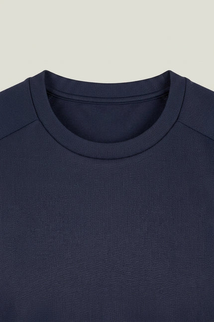 Double Knitted Tee - Navy - Detail