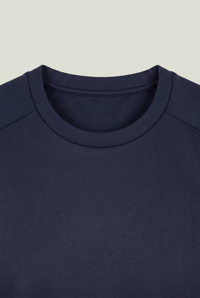Double Knitted Tee - Navy - Detail