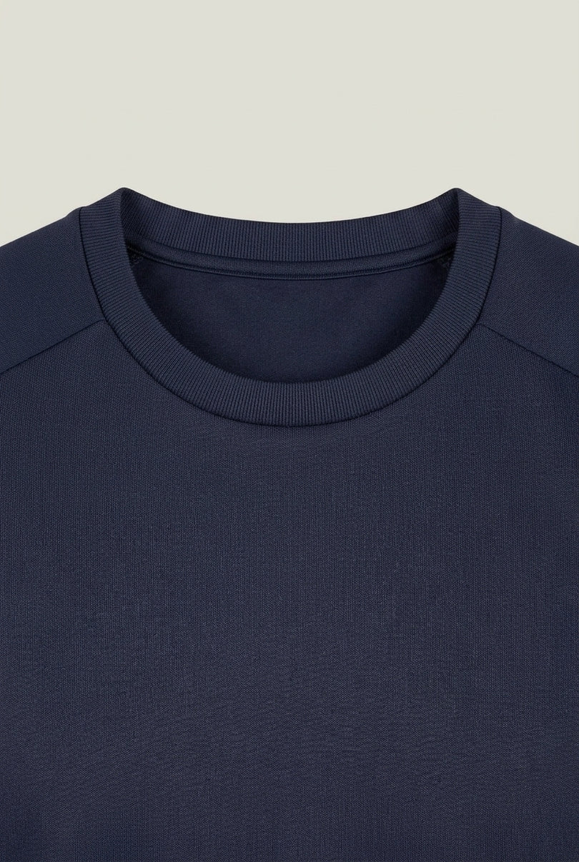 Double Knitted Tee - Navy - Detail