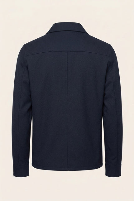 Double Zipper Closure Lightweight Shacket - Navy - Back