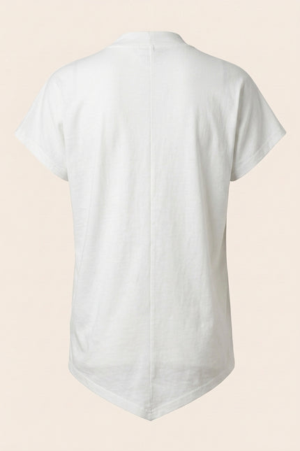 Draped Asymmetric Zipper Tee - White - Back