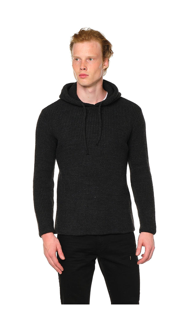 Drawstring Hooded Sweater - Anthracite - Ron Tomson