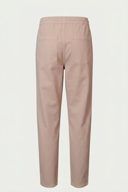 Drawstring Tapered Pants - Beige - Back