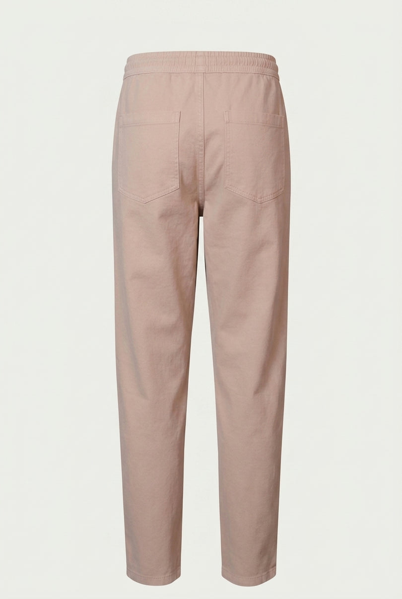 Drawstring Tapered Pants - Beige - Back