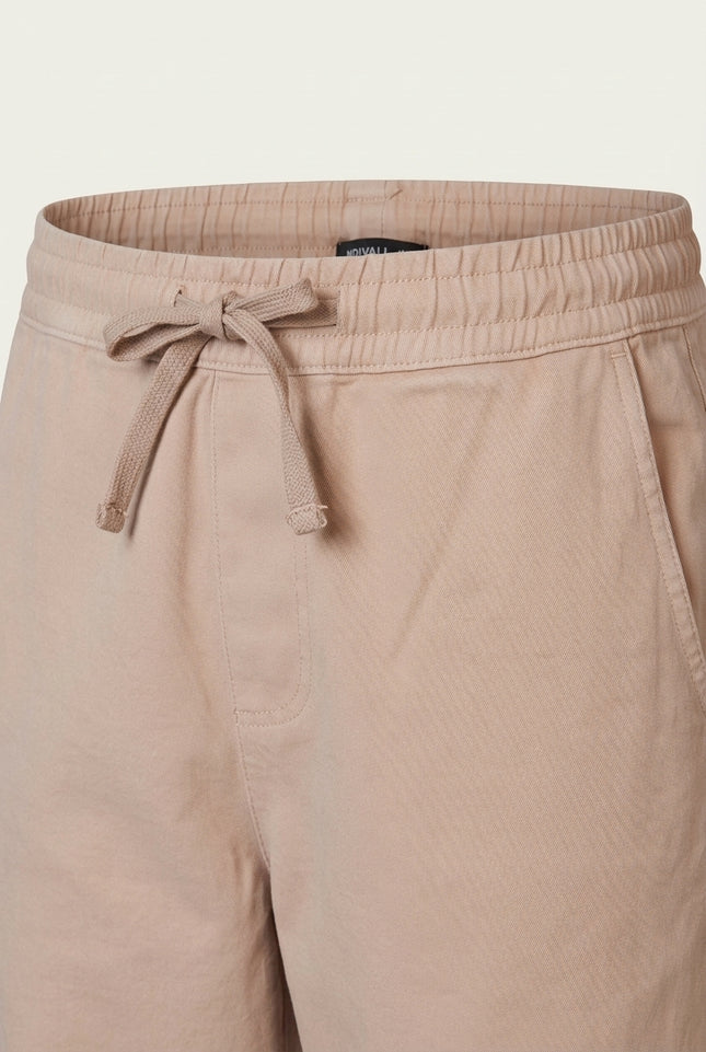 Drawstring Tapered Pants - Beige - Detail