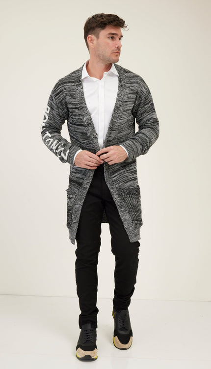 Dreamers Longline Cardigan - Black Grey - Ron Tomson