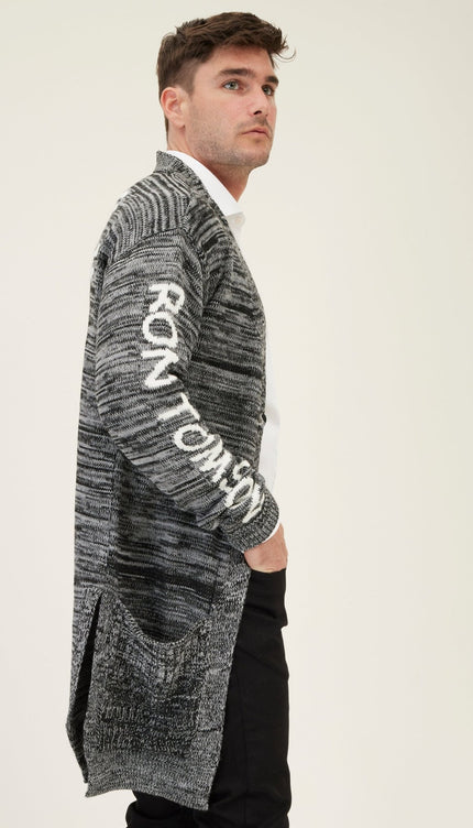 Dreamers Longline Cardigan - Black Grey - Ron Tomson