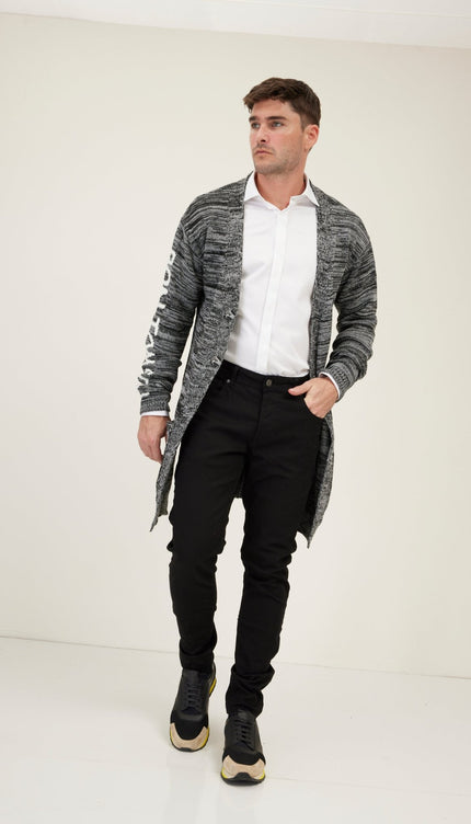 Dreamers Longline Cardigan - Black Grey - Ron Tomson