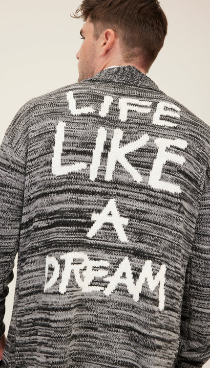 Dreamers Longline Cardigan - Black Grey - Ron Tomson