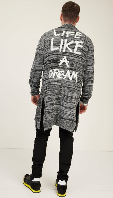 Dreamers Longline Cardigan - Black Grey - Ron Tomson