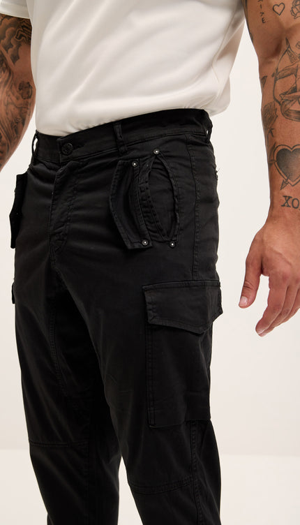 Drop - Crotch Multi Pocket Casablanca Pants - Black - Ron Tomson