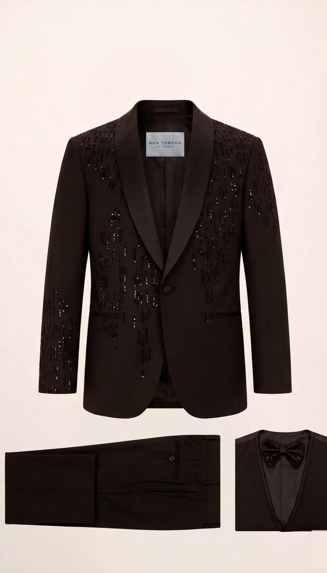 Drops Shawl Lapel Tuxedo Set - Black