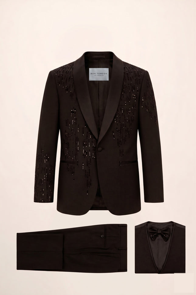 Drops Shawl Lapel Tuxedo Set - Black
