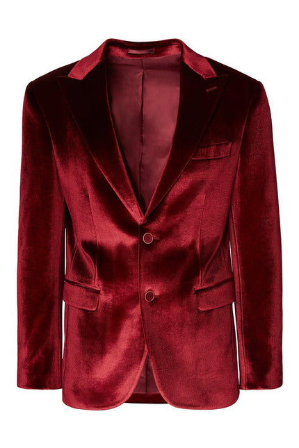 Dumond Peak Lapel Velvet Dinner Jacket - Burgundy - Ron Tomson