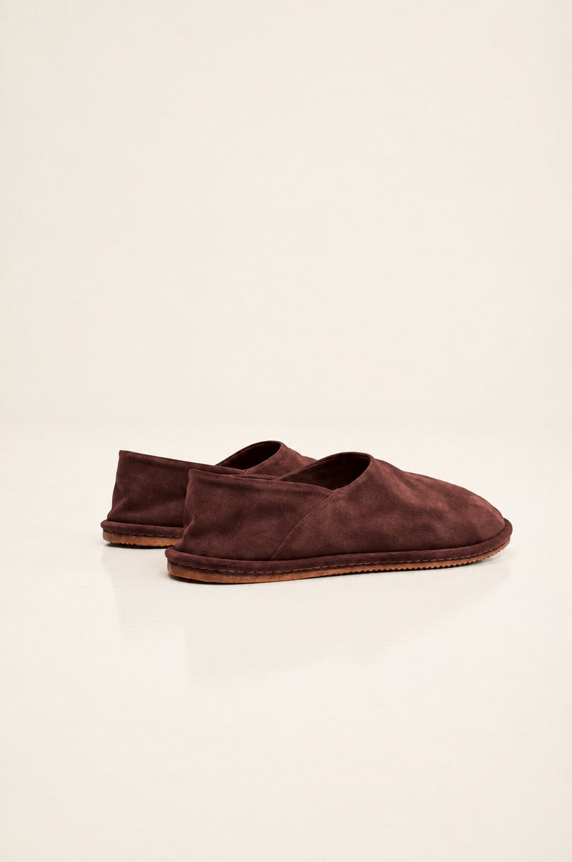 Men's Suede Espadrilles with Italian Rubber Sole - Mahogany | Ron Tomson