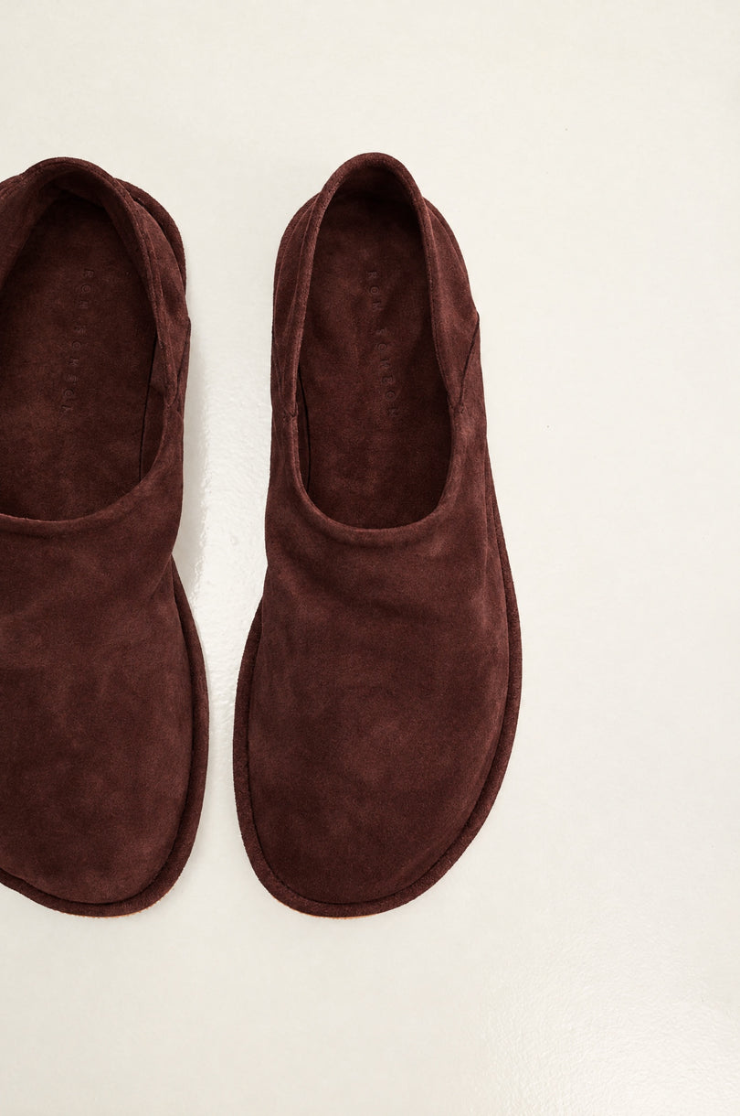 Men's Suede Espadrilles with Italian Rubber Sole - Mahogany | Ron Tomson