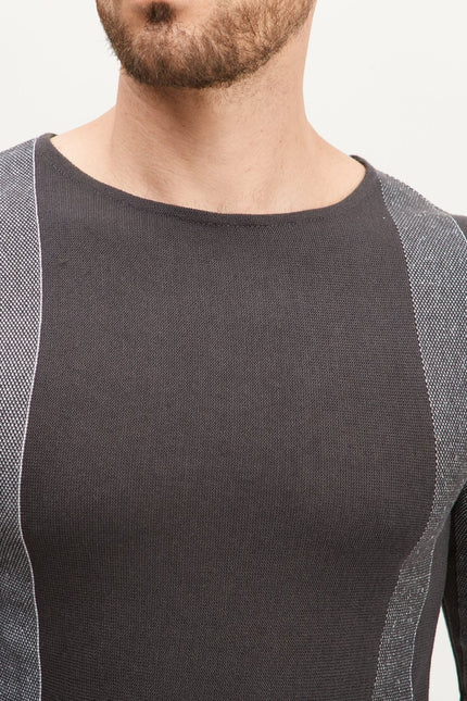 Elongated Contrasting Sweater - Anthracite - Ron Tomson