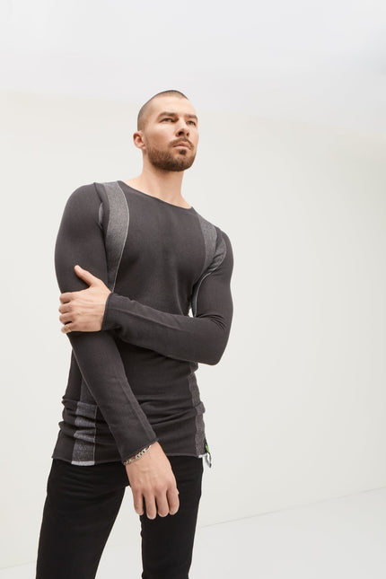 Elongated Contrasting Sweater - Anthracite - Ron Tomson