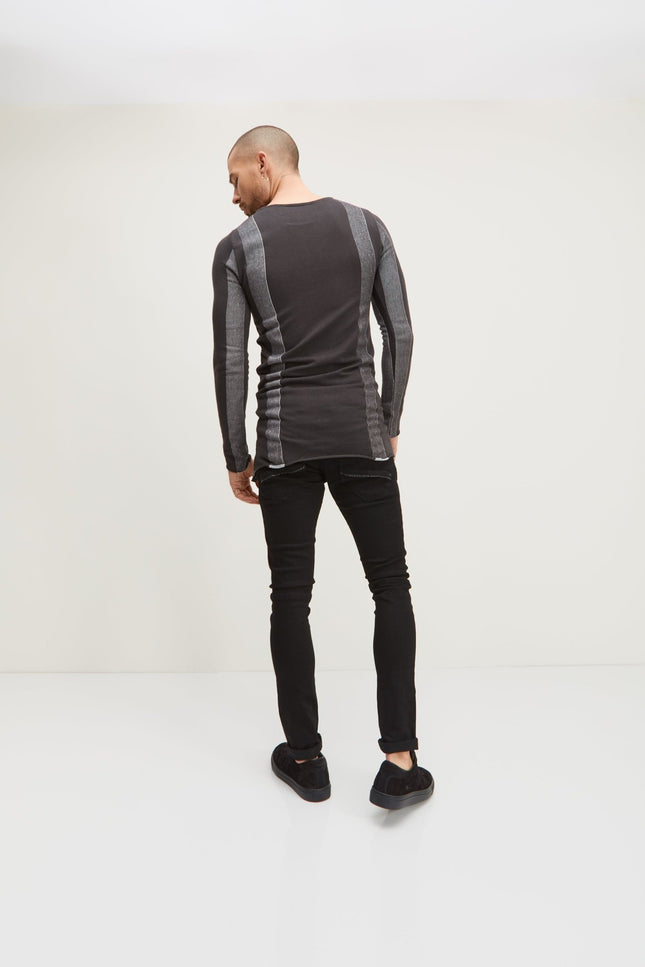 Elongated Contrasting Sweater - Anthracite - Ron Tomson