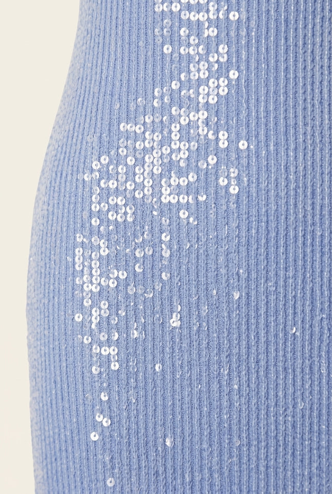 Embellished Tank Dress - Blue - Detail