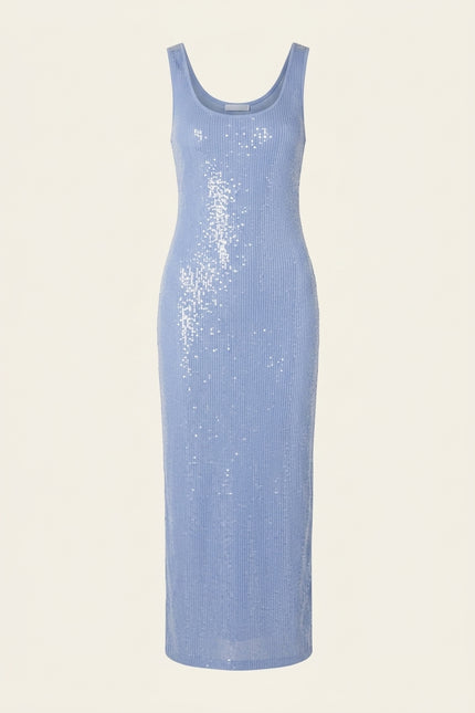 Embellished Tank Dress - Blue - Front