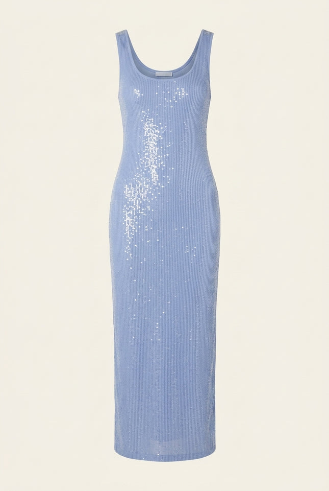 Embellished Tank Dress - Blue - Front