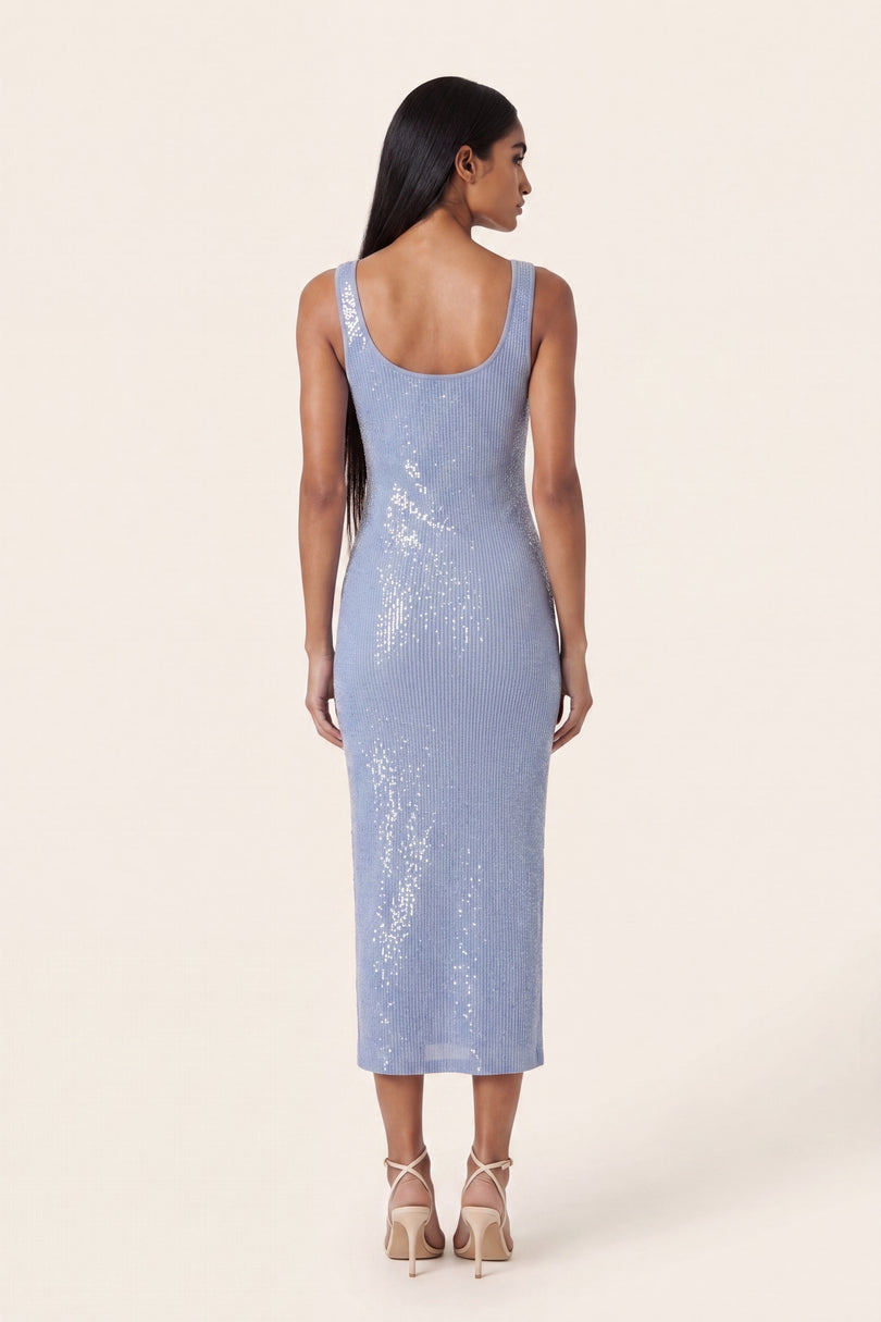 Embellished Tank Dress - Blue - back view