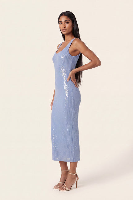 Embellished Tank Dress - Blue - side view
