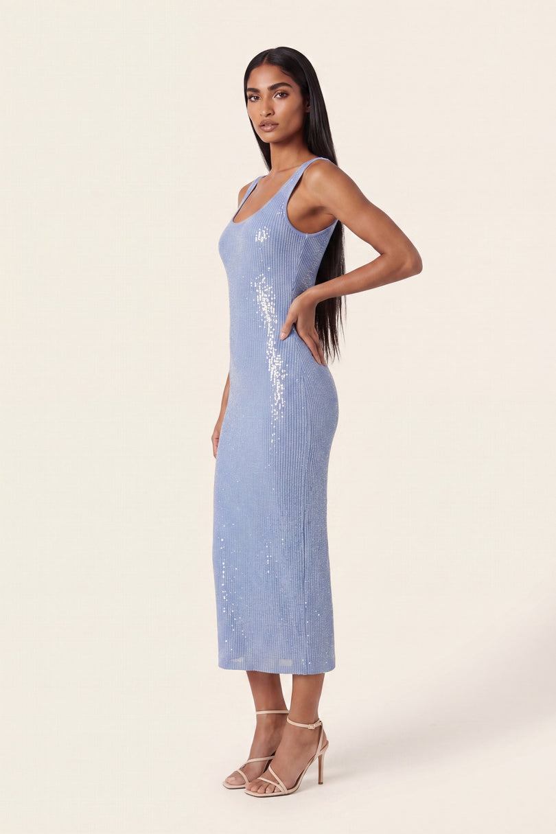 Embellished Tank Dress - Blue - side view