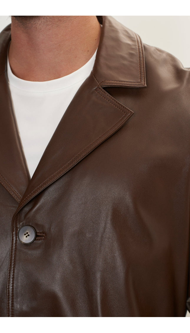 Enforcer'S Belted Leather Trench - Dark Brown - Ron Tomson