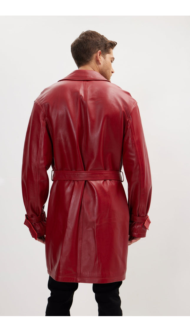 Enforcer'S Belted Leather Trench - Valentine Red - Ron Tomson