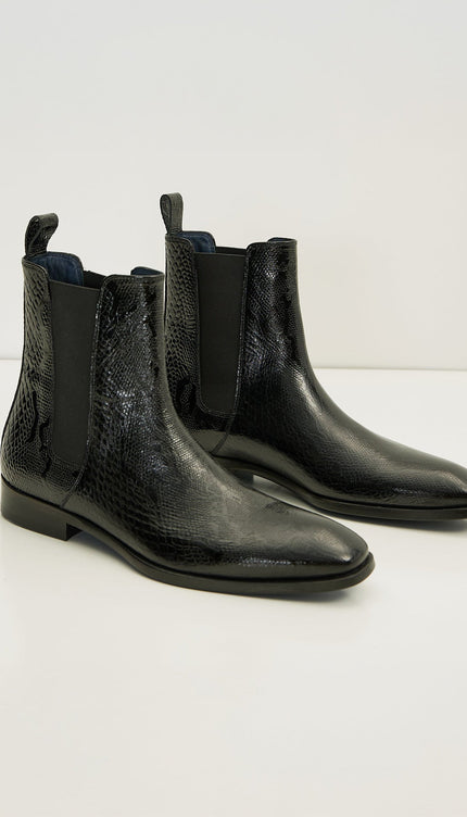 Essential Chelsea Boot - Black Embossed - Ron Tomson