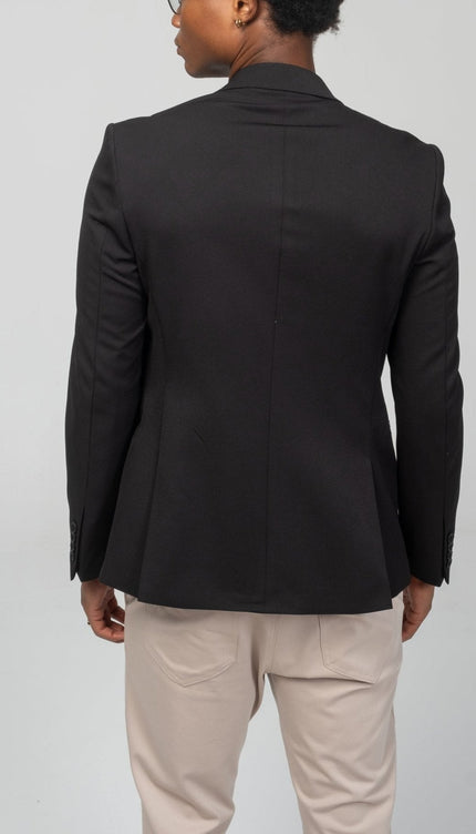 Everyday Two Way Zipper Blazer - Black - Ron Tomson