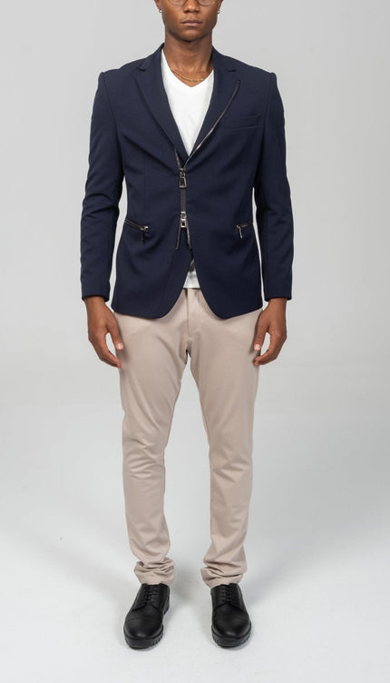 Everyday Two Way Zipper Blazer - Navy - Ron Tomson