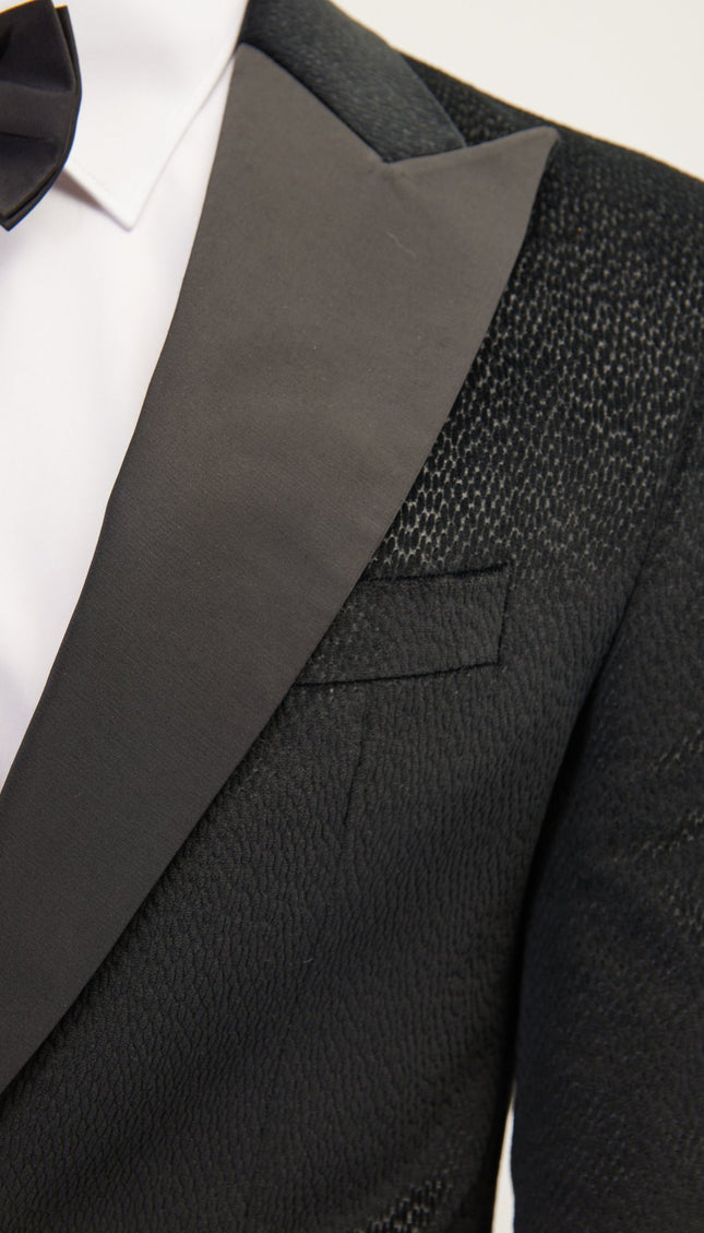 Exotic Italian Velvet Tuxedo Jacket - Black - Ron Tomson