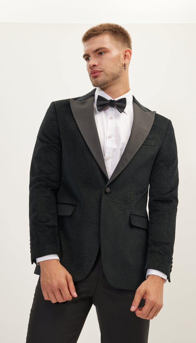 Exotic Italian Velvet Tuxedo Jacket - Black - Ron Tomson