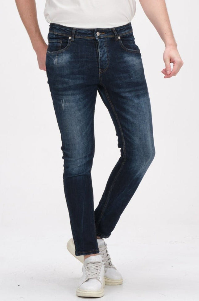 Faded Skinny Jeans - Dark Blue - Ron Tomson