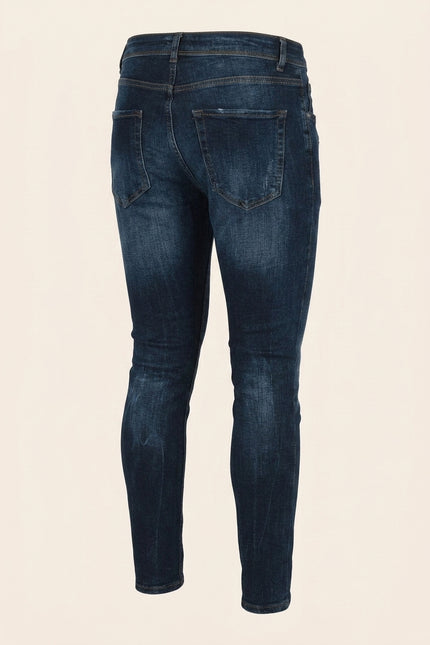 Faded Skinny Jeans - Dark Blue - Back