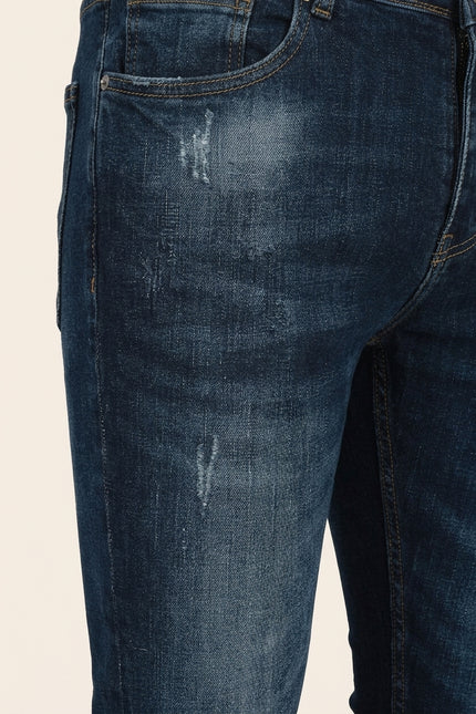 Faded Skinny Jeans - Dark Blue - Detail