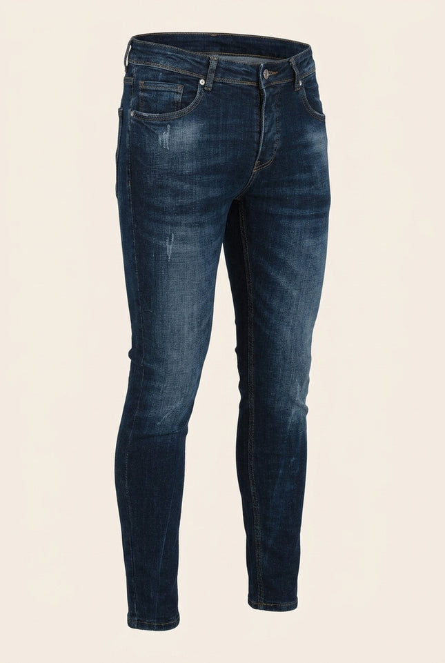 Faded Skinny Jeans - Dark Blue - Front