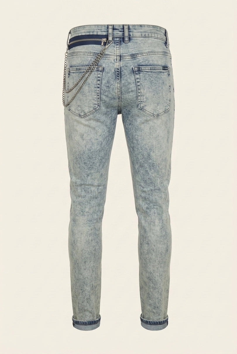Faded Slim Stretch Jeans - Blue - Back