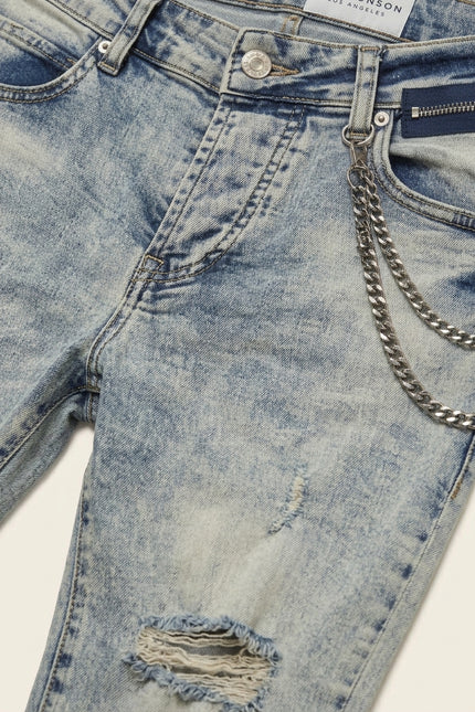 Faded Slim Stretch Jeans - Blue - Detail