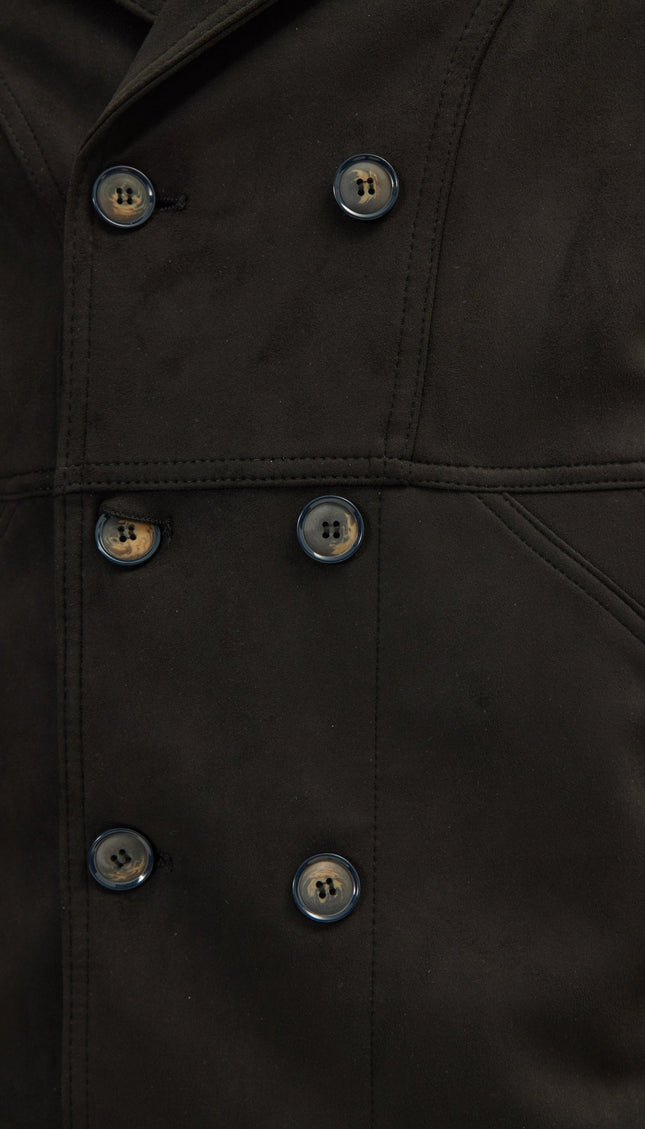 Faux Suede Bond Peacoat - Black - Ron Tomson