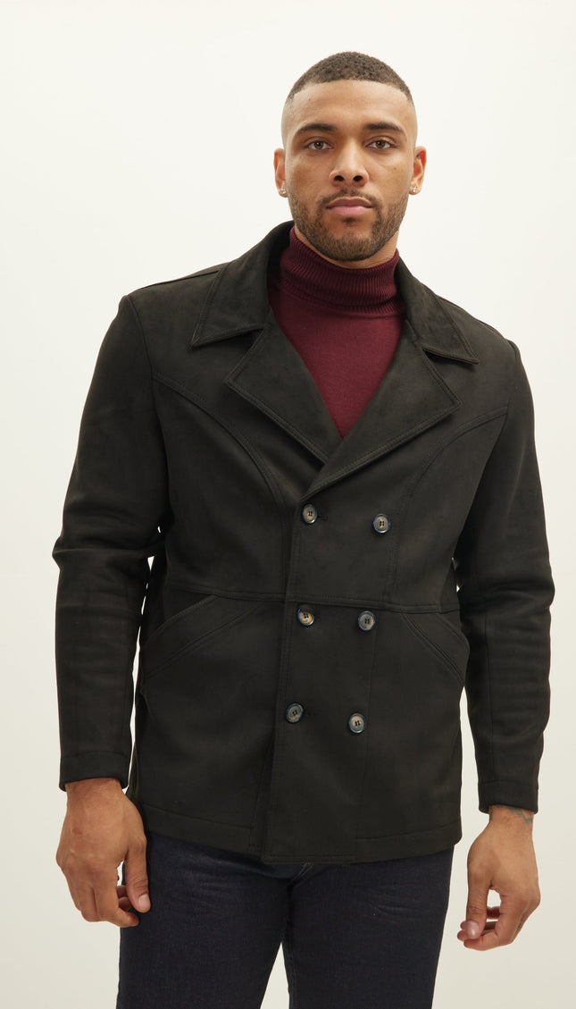 Faux Suede Bond Peacoat - Black - Ron Tomson