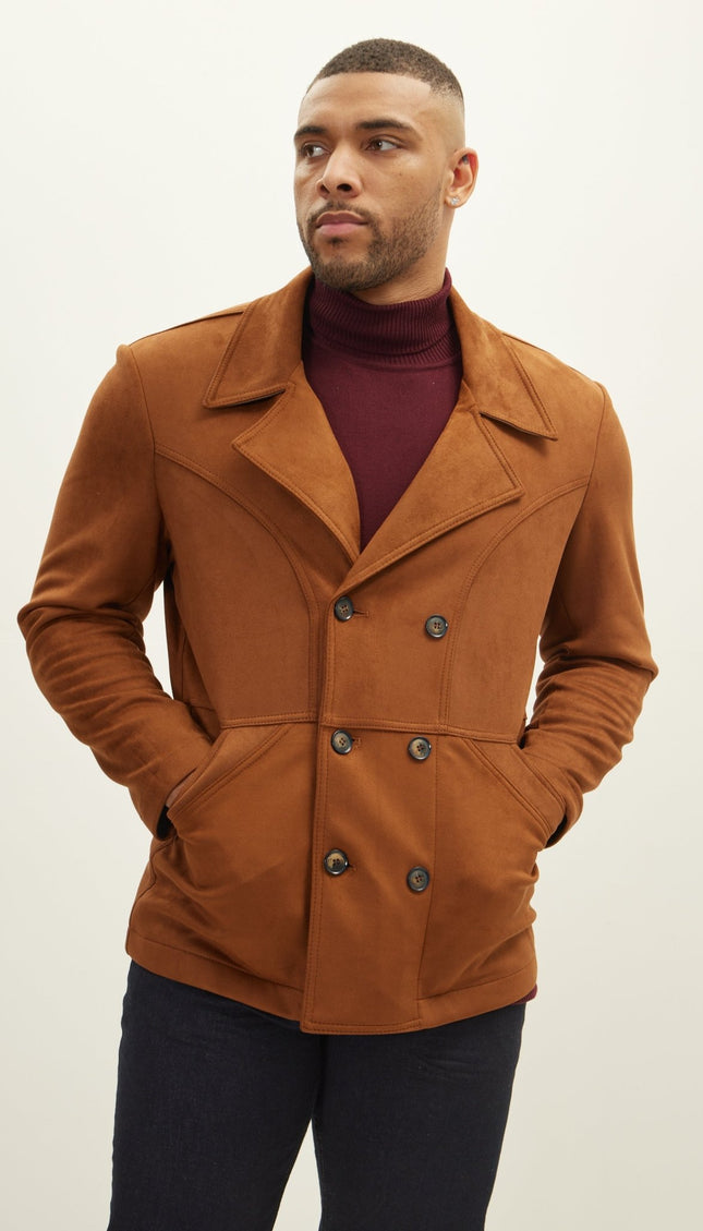 Faux Suede Bond Peacoat - Camel - Ron Tomson