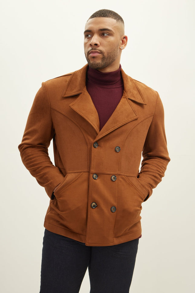 Faux Suede Bond Peacoat - Camel - Ron Tomson