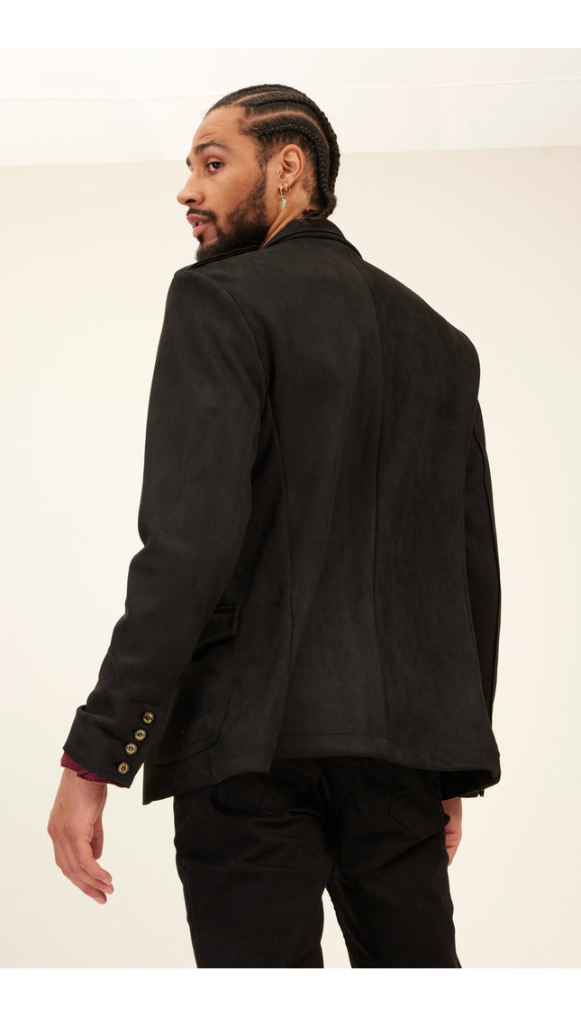 Faux Suede Safari Jacket - Black - Ron Tomson