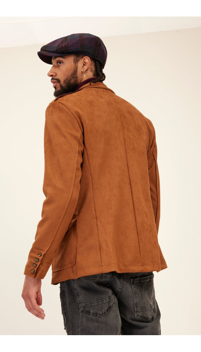 Faux Suede Safari Jacket - Camel - Ron Tomson